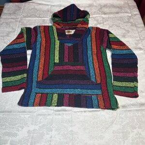 multicolored striped Mexican Baja hoodie